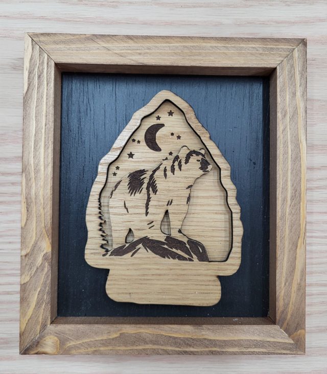 Arrowhead Bear, handmade wood piece by Silverado Wood Craft