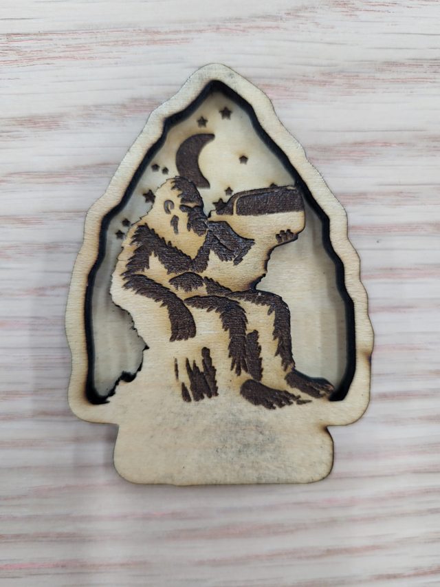 Bigfoot Drinking, handmade wood piece by Silverado Wood Craft