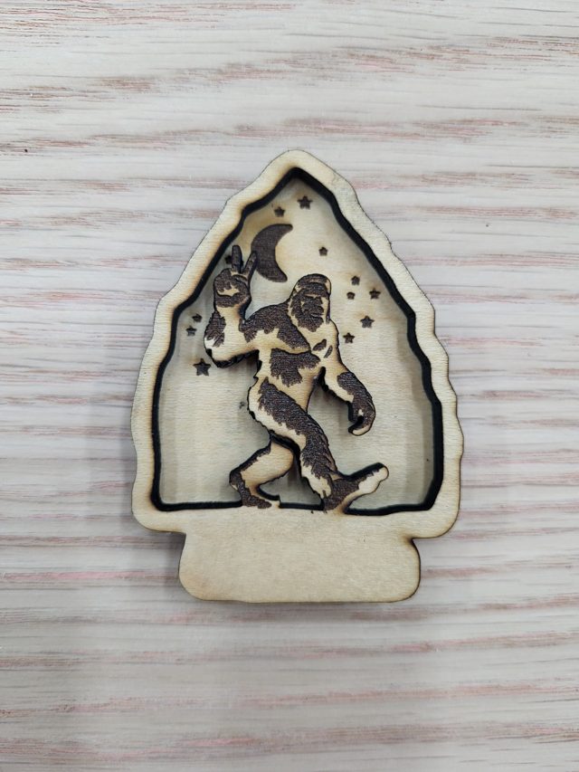 Bigfoot Peace Sign, handmade wood piece by Silverado Wood Craft