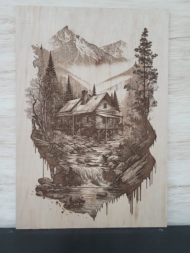 Mountain Cabin, handmade wood piece by Silverado Wood Craft