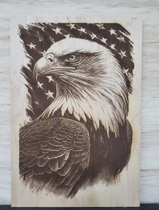 Eagle Flag, handmade wood piece by Silverado Wood Craft