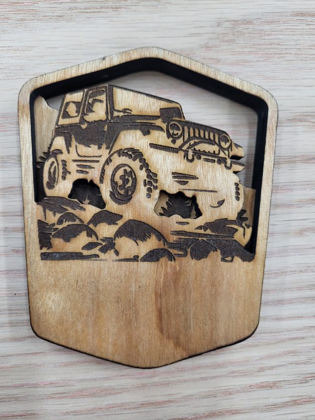 Jeep, handmade wood piece by Silverado Wood Craft