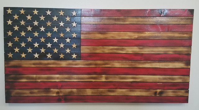 Rustic Classic American Flag, handmade wood piece by Silverado Wood Craft