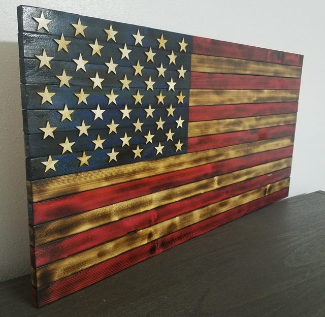 Rustic Classic American Flag, handmade wood piece by Silverado Wood Craft