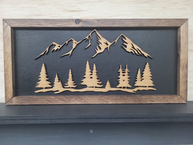 Mountain and Trees, handmade wood piece by Silverado Wood Craft