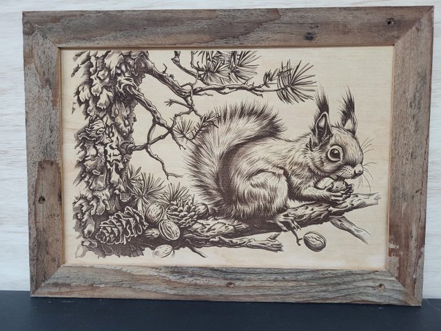 Squirrel Eating Nuts, handmade wood piece by Silverado Wood Craft